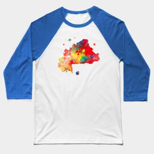 Burkina Faso Map Watercolor Painting Baseball T-Shirt